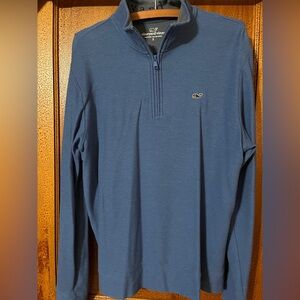 Men's Blue Vineyard Vines Quarter-Zip Sweater